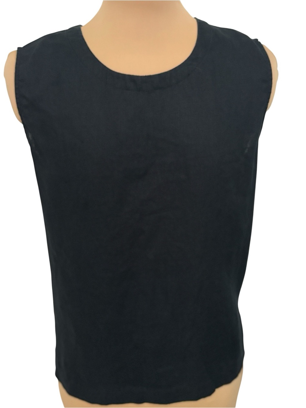 Quince 100% Linen Black Sleeveless Shell Top Keyhole Back Size M
